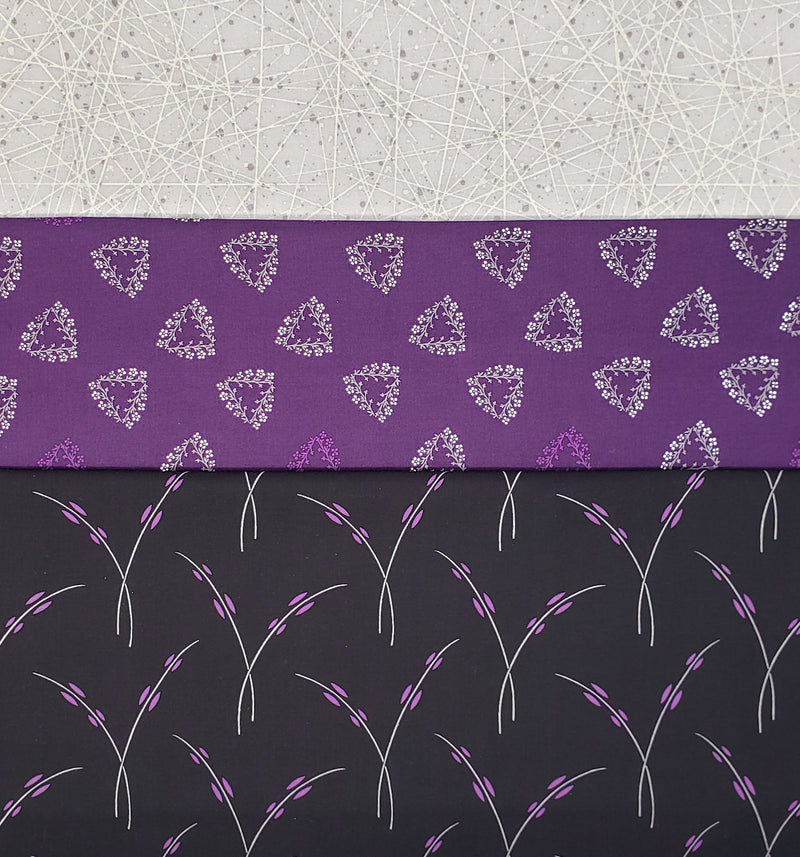 3 Yard Fabric Bundle for Fabric Cafe Books/Patterns - Purple Rain (Printed Cotton)
