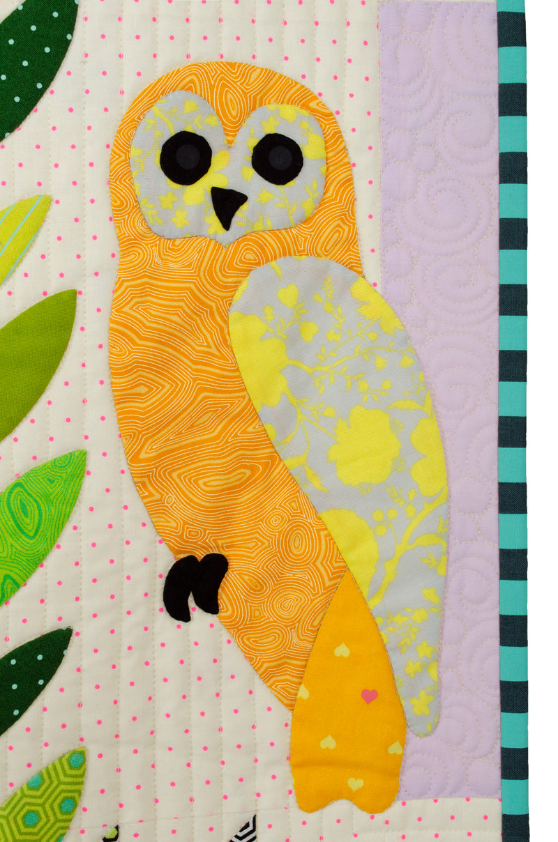 Big Woods Quilt Fabric Pack closeup of owl block