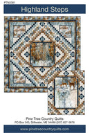 Quilt pattern titled 'Highland Steps' by Pine Tree Country Quilts with a deer illustration.