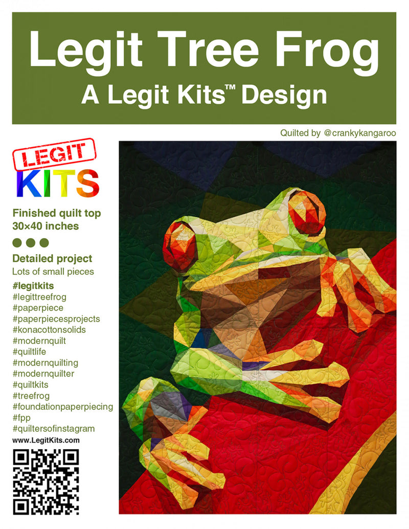 Legit Tree Frog  Quilt Pattern Legit Kits LK-PT014