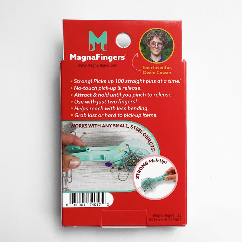 MagnaFingers Pick-up/Release - Aqua Picture of the Back of Item in Packaging MP-AQUA