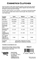 Cosmetic Clutches Pattern Picture of Back of Pattern ByAnnie PBA217