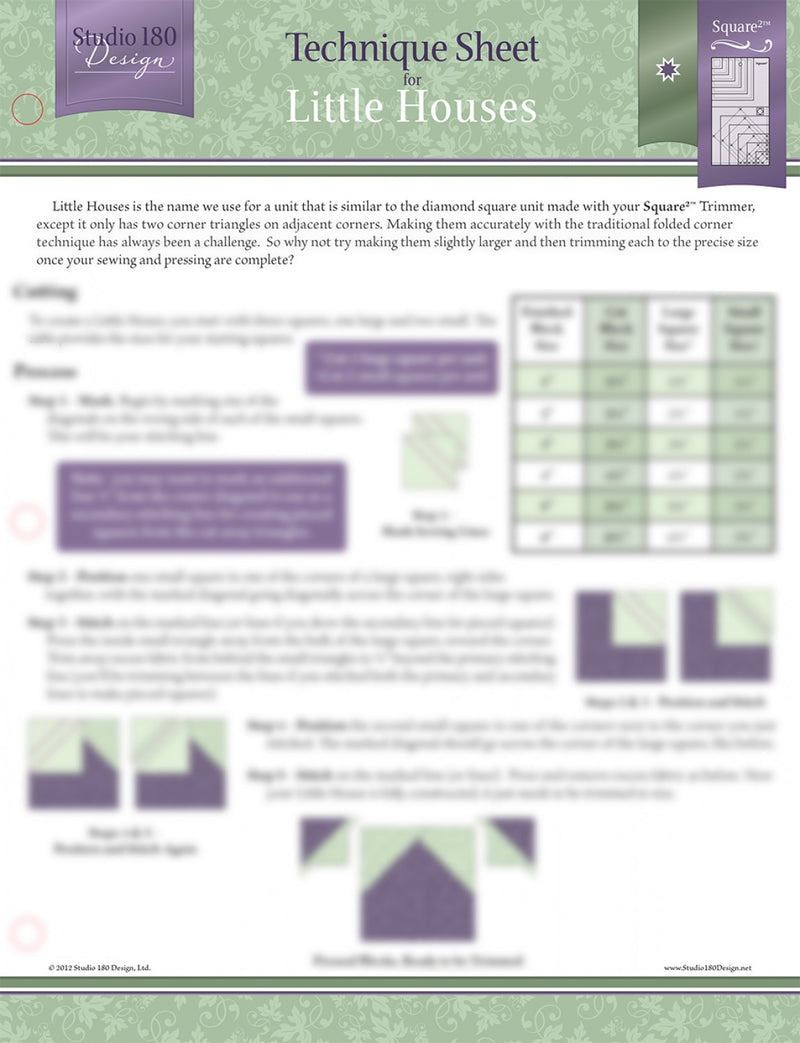 Studio 180 Design Technique Sheet for Square Squared - Little Houses UDTEC03