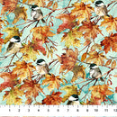 Autumn Breeze DP28057-62 Turq Multi Birds by Deborah Edwards and Melanie Samra for Northcott.