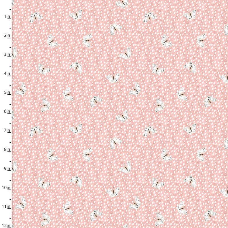 Baby in Bloom Flannel 21676-PNK-CTN-D Fluttering Fawn Pink by Jo Taylor for 3 Wishes Fabric