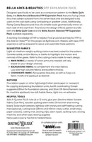 Bella Arcs & Beauties FPP Expansion Pack back cover with fabric and notion requirements.