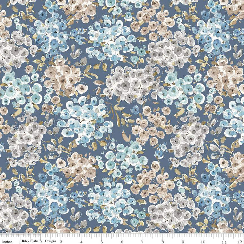 Blue Escape Coastal C14512-COLONIAL Floral by Lisa Audit for Riley Blake Designs