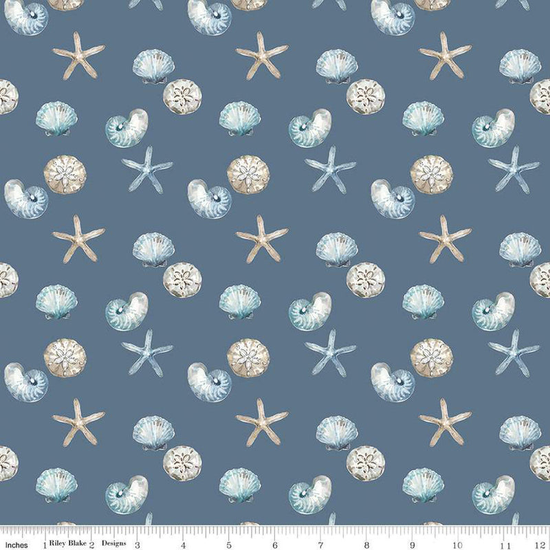 Blue Escape Coastal C14513-COLONIAL Shell Toss by Lisa Audit for Riley Blake Designs