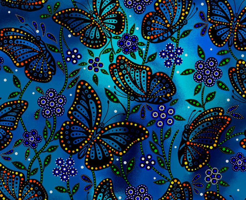 Butterflies BA-0003 Blue by Betty Albert-Licenz for International Textiles