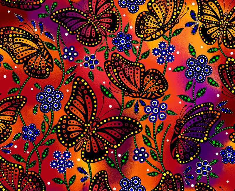 Butterflies BA-0003 Orange by Betty Albert-Licenz for International Textiles