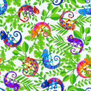 Cheerful and Colorful 1391-11 Light Blue Chameleons by Kate Mawdsley for Henry Glass
