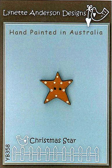 Christmas Star Hand Painted Button by Lynette Anderson for Lynette Anderson Designs
