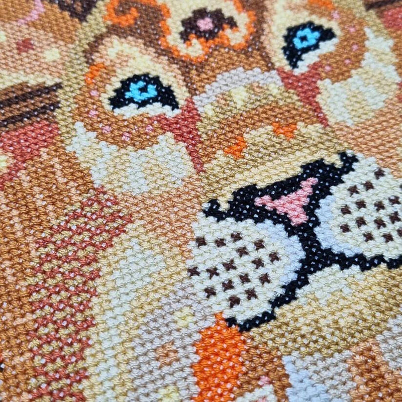 Close Up of Mandala Lion Cross Stitch Pattern