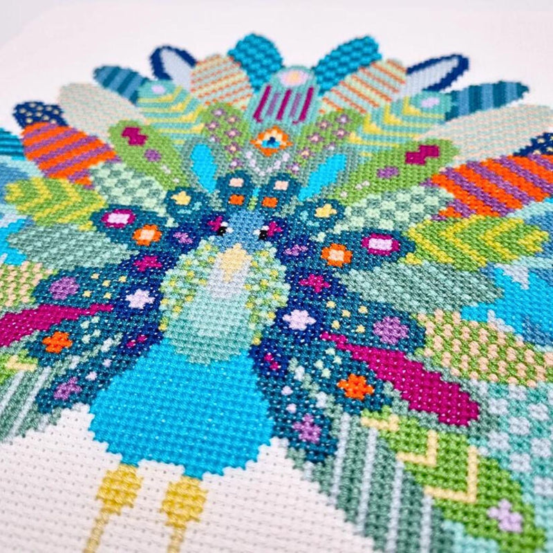 Close Up of Mandala Peacock Cross Stitch Pattern
