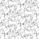 Cosmo Cats 16133-09 White/Black Outline Cats by Terry Runyan for Benartex