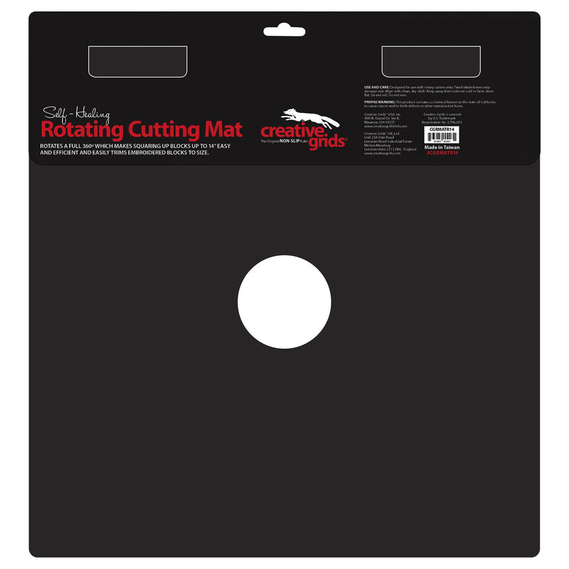 Creative Grids Self-Healing Rotating Rotary Cutting Mat 14in x 14in back of mat