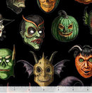 Creepsville 30204-J Black Creepy Face Allover by Morris Creative Group for QT Fabrics