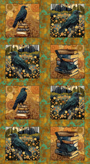 Crow-mazing Panel 3446-38 Ochre Multi Crow Blocks by Jan Mott for Henry Glass.