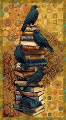 Crow-mazing Panel 3448P-38 Ochre Multi Crow and Books Panel by Jan Mott for Henry Glass.
