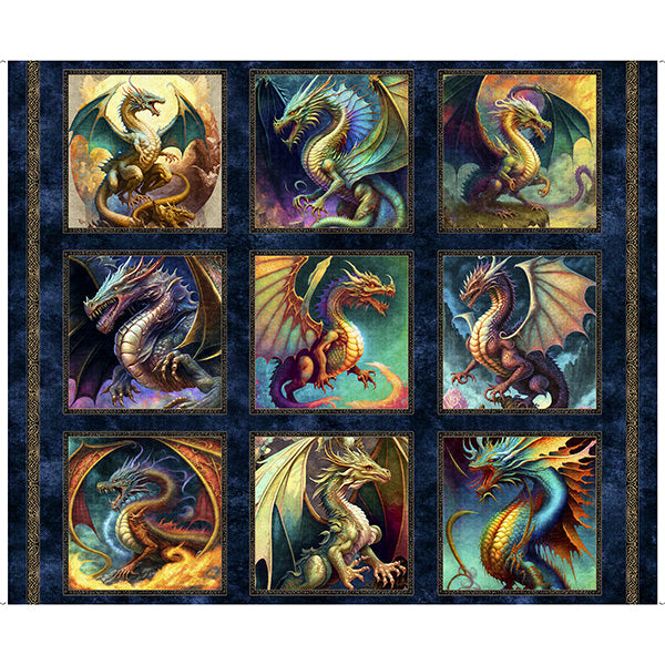 Dragon Fyre Panel 29926-N Large Dragon Picture Patches by Morris Creative Group for Quilting Treasures