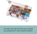 floss finder artbin box shown with lid open and filled with floss and notions