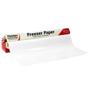 Box of freezer paper partly unrollled with a white background.
