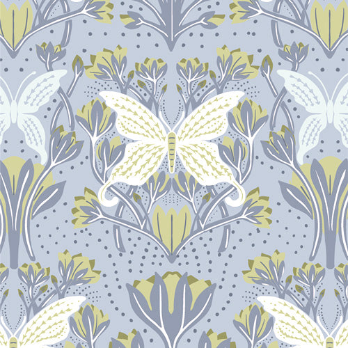 Fresh Linen FRE32303 Butterfly Reflection Dusk by Katie O'Shea for Art Gallery Fabrics