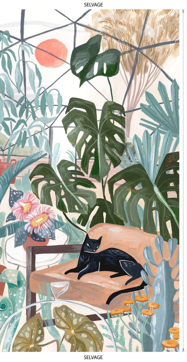 Fronds and Felines Panel PSTELLA-DRR2101 MULTI Cat Panel