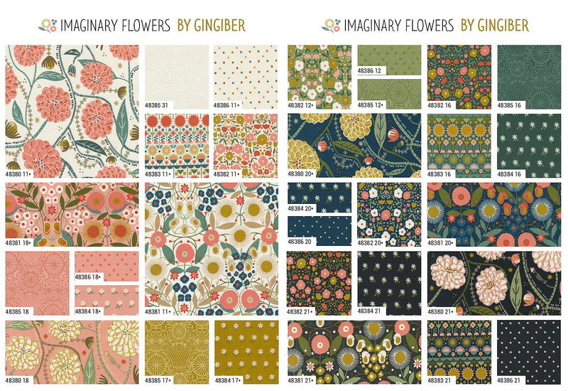 Imaginary Flowers Jelly Roll 48380JR by Gingiber for Moda