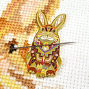 Mandala Rabbit Enamel Needle Minder