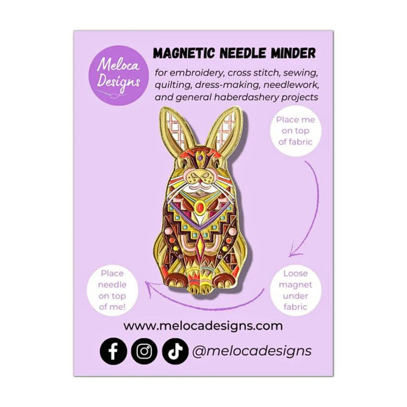 Mandala Rabbit Enamel Needle Minder on Backing Card
