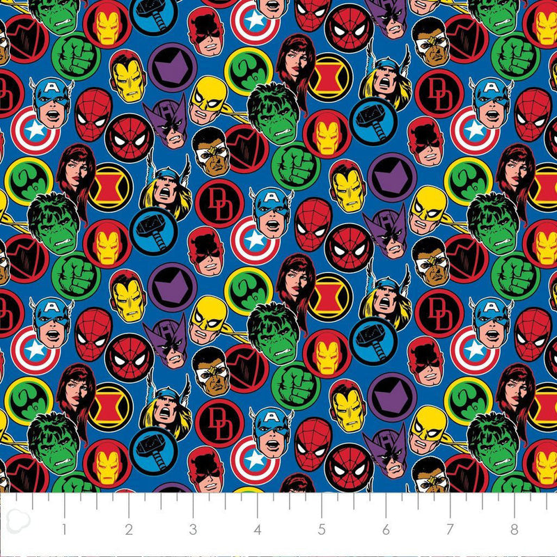 Marvel Flannel 13020876B-03 Hero Stickers by Camelot Fabrics