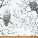 Midnight Perch X7798-597S December Silver by Hoffman Fabrics.