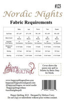 Nordic Nights quilt pattern back cover.