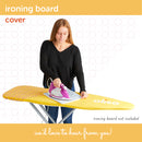 Ironing Board Cover - Yellow showing woman ironing on cover