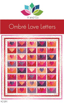 Quilt pattern with heart designs titled 'Ombre Love Letters' by V and Co.