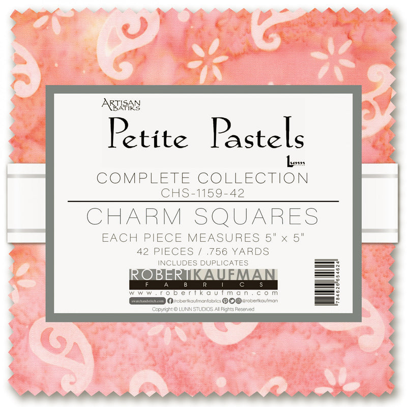 Petite Pastels Batik Charm Squares CHS-1159-42 by Lunn Studios for Robert Kaufman