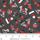 Pine Cone Ridge Lodge 2131-99 Charcoal Tossed Hats/Mittens/Skates by Shelly Comiskey for Henry Glass.