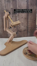 Nurge Embroidery Needlework Table or Seat Stand 190-14 video showing it with embroidered piece