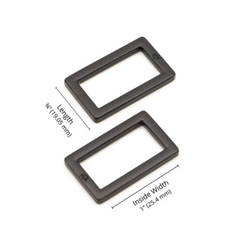 Rectangle Ring Flat 1in Set of Two Black Metal  ByAnnie HAR1-RR-BM-TWO