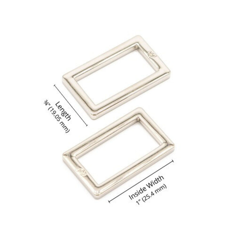 Rectangle Ring Flat 1in Set of Two Nickel ByAnnie HAR1-RR-N-TWO