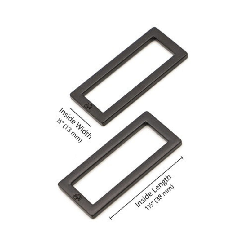 Rectangle Ring Flat 1½ inch Black Metal Set of Two ByAnnie HAR1.5-RR-BM-TWO