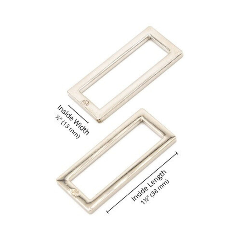 Rectangle Ring Flat 1½ inch Nickel Set of Two ByAnnie HAR1.5-RR-N-TWO
