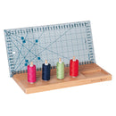 Ruler Rack 12 inch - Beech - 6-slot with Thread Storage and Pin Tray shown with thread and rulers