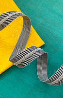 Sassafras Lane Zipper Tape by the Yard - Black/White Stripe with Nickel Teeth - 3 Yard