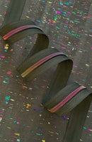 Sassafras Lane Zipper Tape by the Yard - Black with Rainbow Teeth - 3 Yard