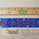 Satin Ribbon 38mm (1.5") Wide - Blue Bison on table with ruler