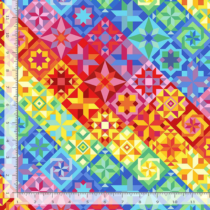 Sew Strong 108" XQUILT-CD2598 MULTI Bright Quilt Pattern by Timeless Treasures