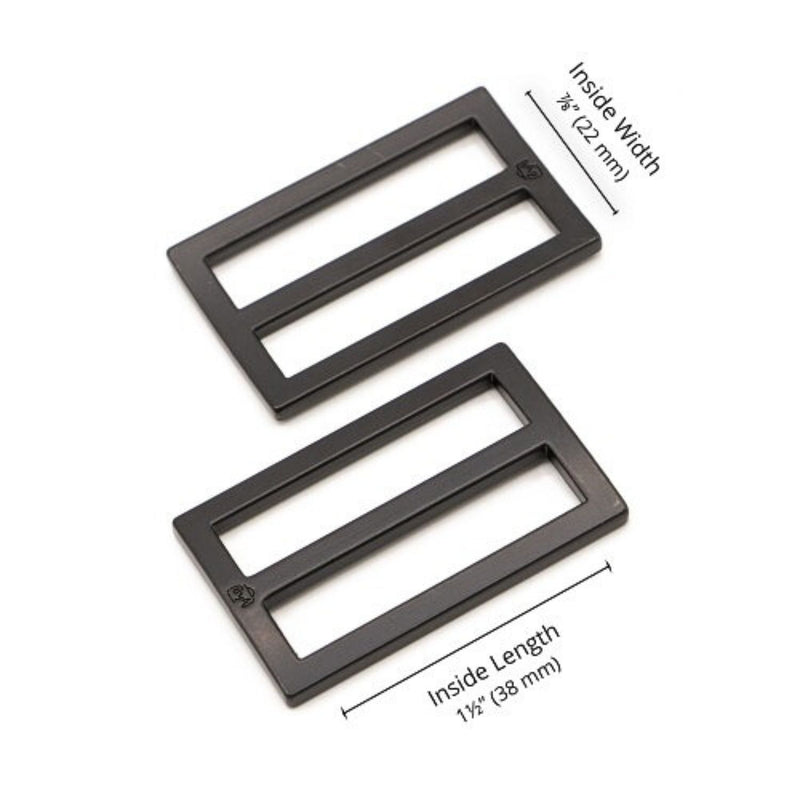 Slider Widemouth Flat 1½ inch Black Metal Set of Two ByAnnie HAR1.5-SL-BM-TWO