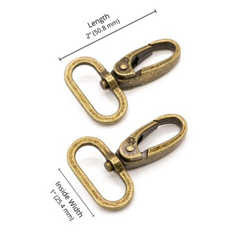 Swivel Snap Hook 1in Antique Brass Set of Two ByAnnie HAR1-SW-AB-TWO
